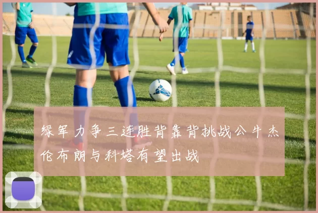 绿军力争三连胜背靠背挑战公牛杰伦布朗与科塔有望出战